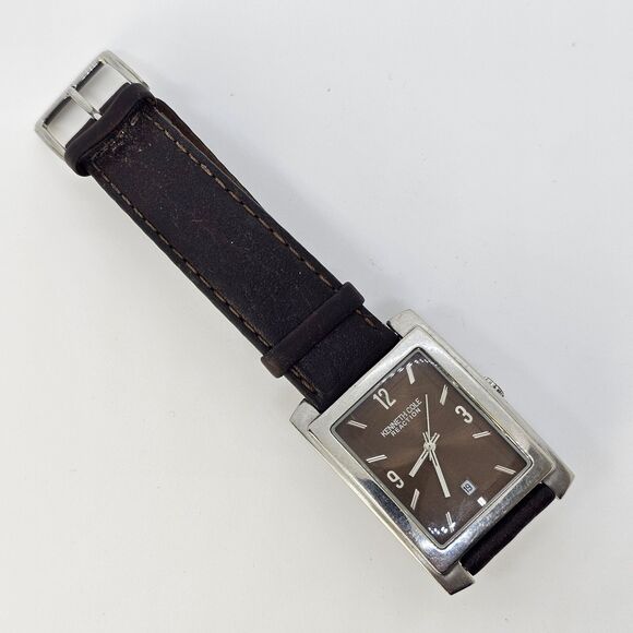 Kenneth Cole Reaction Mens Watch 30MM Brown Dial Date Brown Bands New Battery - Picture 1 of 15